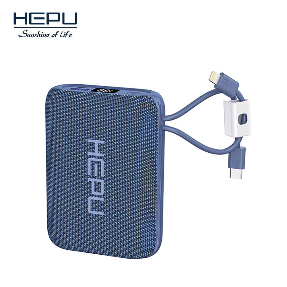Power Bank HEPU™ – Charge Rapide 22.5W avec Câbles Intégrés